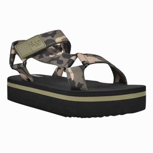 Nine West Camping Platform Sandals - Green/Beige - Ireland (TX4980352)